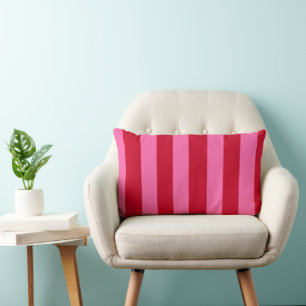 Coussin Rectangle Rayures de menthe rose et rouge