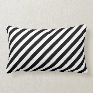 Coussin Rectangle Rayures diagonales noires et blanches