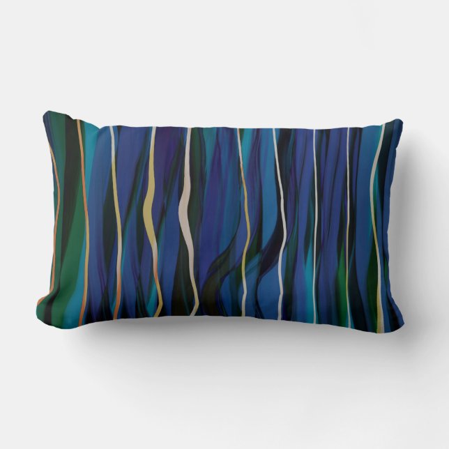 Coussin Rectangle rayures et lignes peintes bleu foncé moderne tenda (Recto)