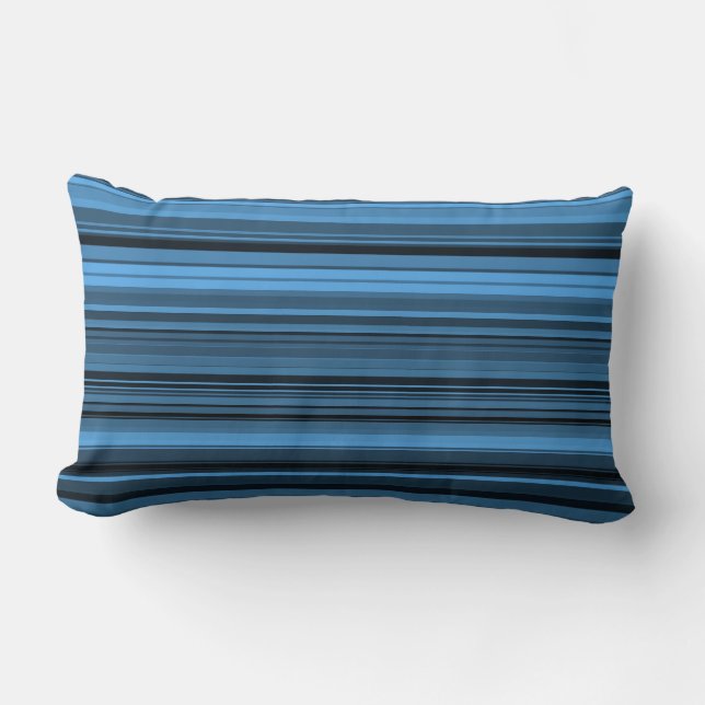 Coussin Rectangle Rayures Noir Bleu (Recto)