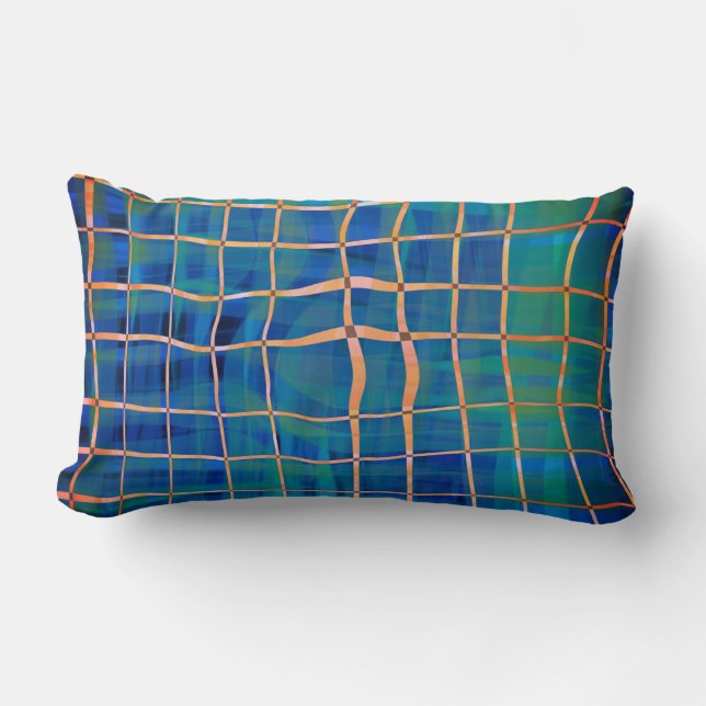 Coussin Rectangle rayures peintes et lignes funky bleu foncé moderne (Recto)