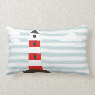 Coussin Rectangle Rayures rayées rouges et blanches nautiques de
