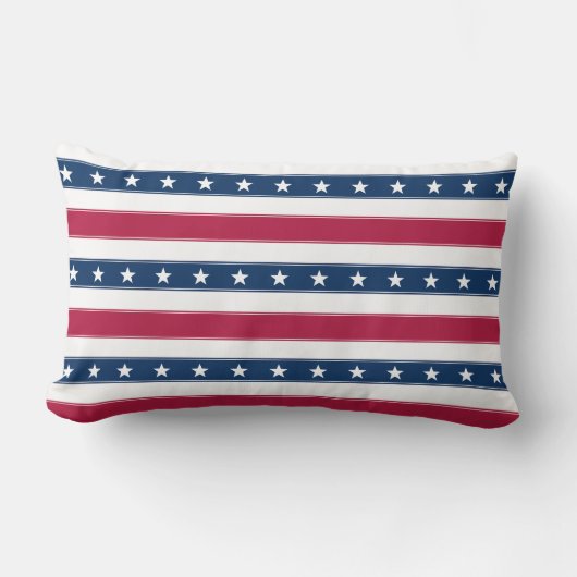 Coussin Rectangle Rayures tricolores & Étoiles (horizontal) (Recto)