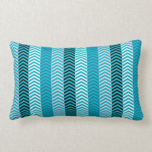 Coussin Rectangle Rayures variées modernes de Chevron de bleu de