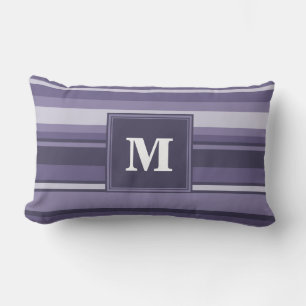 Coussin Rectangle Rayures violettes de cuir monogramme