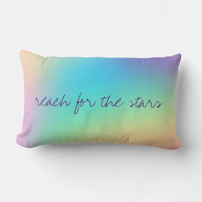 Coussin Rectangle "Reach For The Stars" Pastel Rainbow Gradient (Recto)