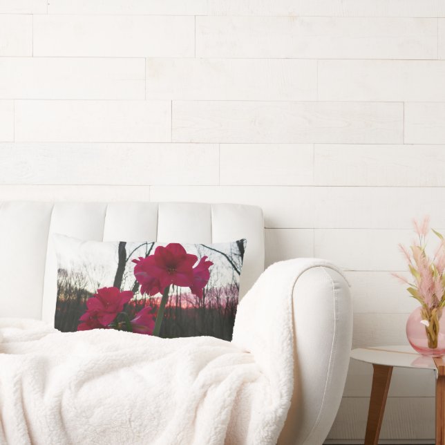 Coussin Rectangle Red Amaryllis et le lever du soleil d'hiver (Canapé)