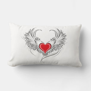 Coussin Rectangle Red Angel Coeur avec ailes