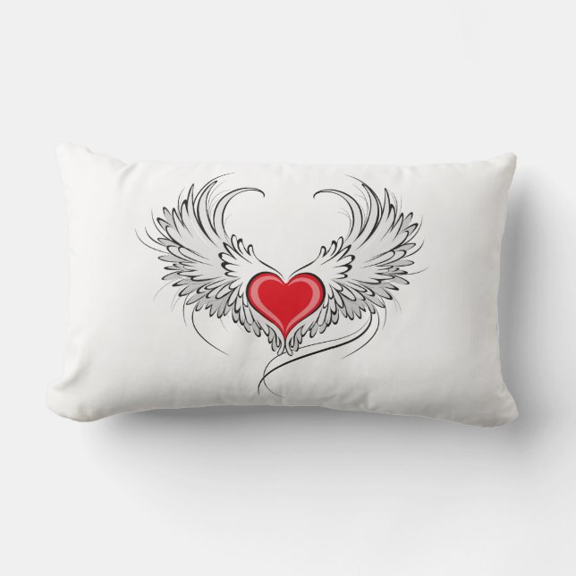Coussin Rectangle Red Angel Coeur avec ailes (Recto)