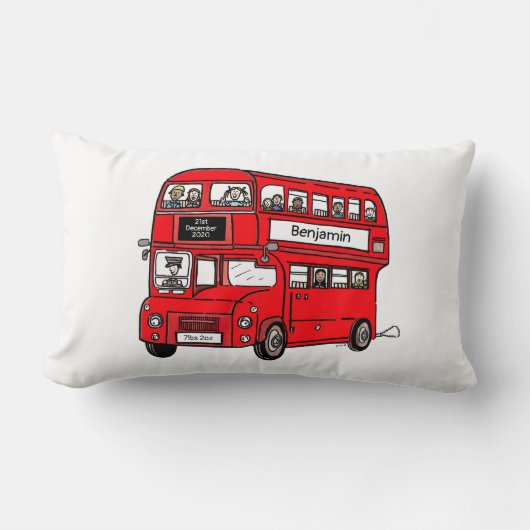 Coussin Rectangle Red Double Decker London Bus Nouveau-né Cadeau (Recto)