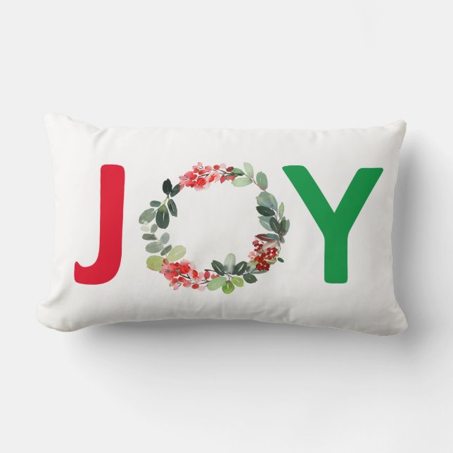 Coussin Rectangle Red et Green Joy Motif de couronnes de vacances (Recto)