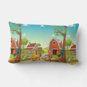 Coussin Rectangle Red Farmhouse Grange et animaux de la ferme (Verso)