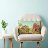 Coussin Rectangle Red Farmhouse Grange et animaux de la ferme (Chaise)