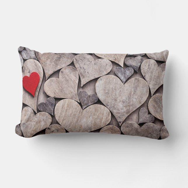 Coussin Rectangle Red heart pillow. Valentines day presents. (Recto)
