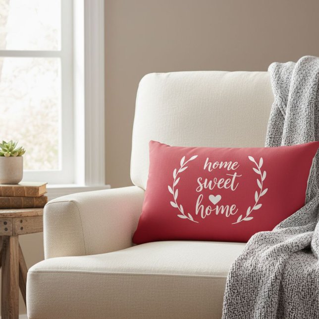 Coussin Rectangle Red Home Sweet Home Heart Wreath Lumbar Pillow (Créateur téléchargé)
