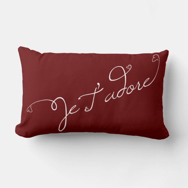 Coussin Rectangle red Je T Adore l'expression française pour I Adore (Recto)