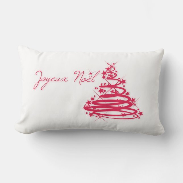 Coussin Rectangle Red Joyeux Noël avec sapin de Noël (Recto)