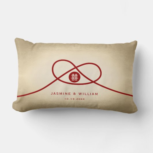 Coussin Rectangle Red Knot Union Double Bonheur Mariage chinois (Recto)