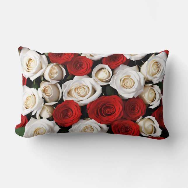 Coussin Rectangle RedandWhiteRoses (Recto)