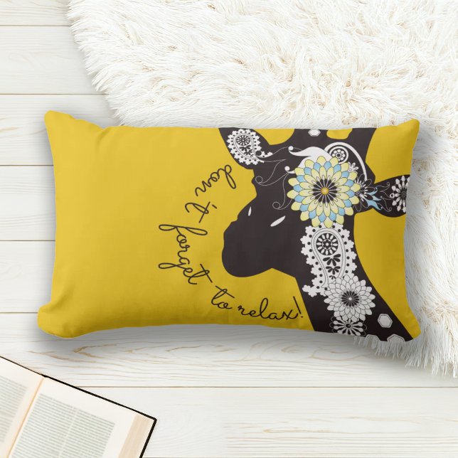 Coussin Rectangle Relax - Girafe drôle funky jaune (Créateur téléchargé)