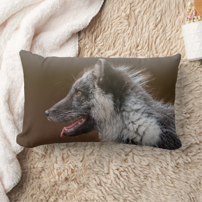 Coussin Rectangle Renard Arctique Changeant de Fourrure, Cœur Inchan (Couverture)