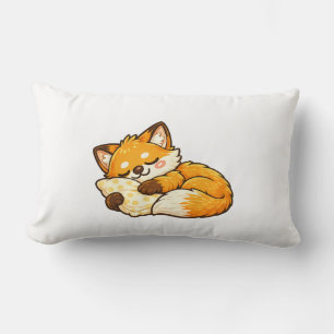 Coussin Rectangle Renard mignon dormant au chaud