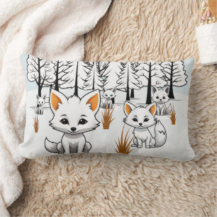 Coussin Rectangle Renards arctiques - Paysage hivernal