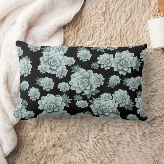 Coussin Rectangle Répétez l'impression sur le noir (Couverture)