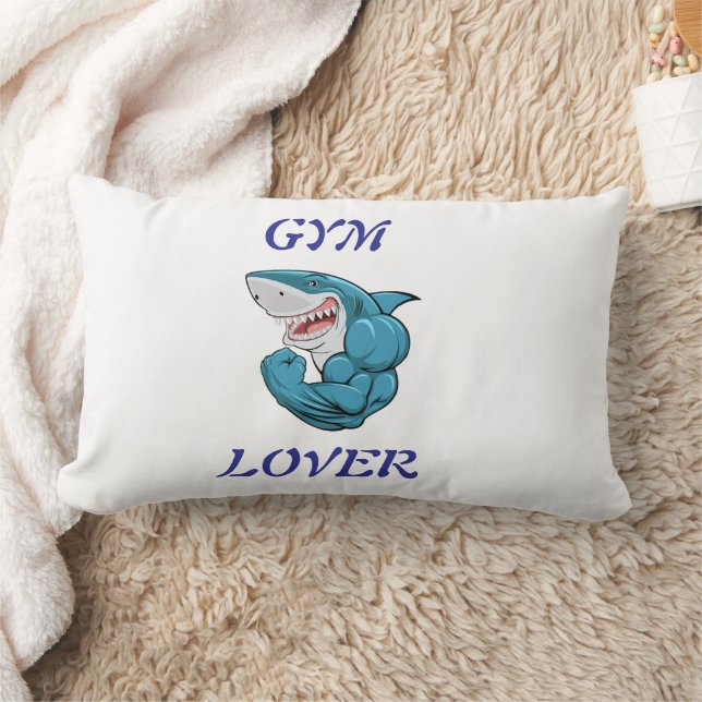 Coussin Rectangle Requin amateur de gym – Création drôle de requin d (Couverture)