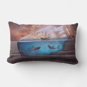 Coussin Rectangle Requins Imaginaires dans une bouteille