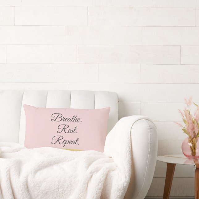 Coussin Rectangle Respirer Repos Répéter Élégant Rose Pâle Minimalis (Canapé)