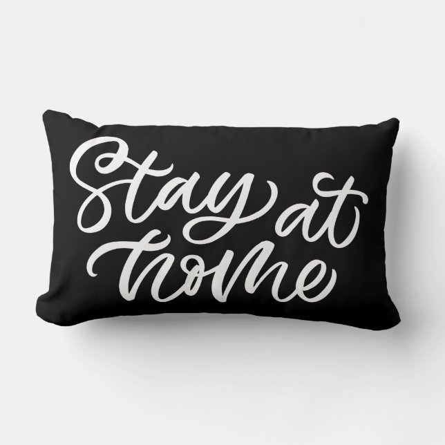 Coussin Rectangle Restez à la maison| Police de fantaisie (Recto)