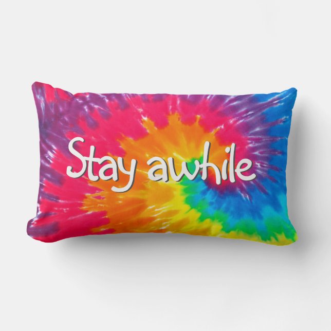 Coussin Rectangle Restez à l'heure du texte sur la Cravate psychédél (Recto)