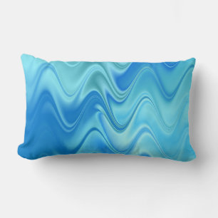 Coussin Rectangle Résumé Bleu Ondulé