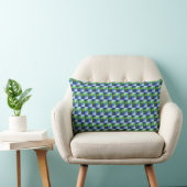 Coussin Rectangle Rétro Abstrait Géométrique Triangle Bleu & Vert (Chaise)