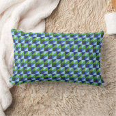 Coussin Rectangle Rétro Abstrait Géométrique Triangle Bleu & Vert (Couverture)