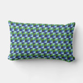 Coussin Rectangle Rétro Abstrait Géométrique Triangle Bleu & Vert (Verso)