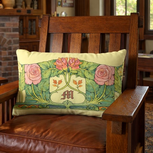 Coussin Rectangle Retro Arts & Crafts ou frise florale Craftsman (Créateur téléchargé)