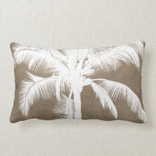 Coussin Rectangle Rétro blanc tropical hawaïen de silhouette de