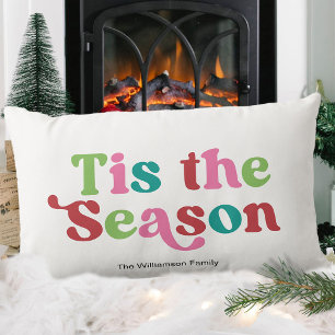 Coussin Rectangle Rétro C'est la Saison Lumineuse Noël de Noël