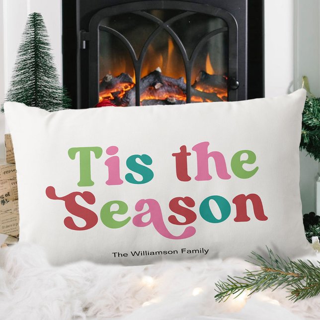 Coussin Rectangle Rétro C'est la Saison Lumineuse Noël de Noël (Créateur téléchargé)