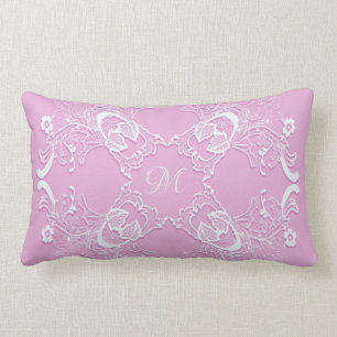 Coussin Rectangle Rétro conception rose florale de dentelle