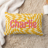 Coussin Rectangle Rétro damboard vague tourbillonnante ajouter nom r (Couverture)