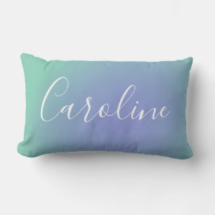 Coussin Rectangle Retro Green Gradient Personnalisé Nom de script Ch