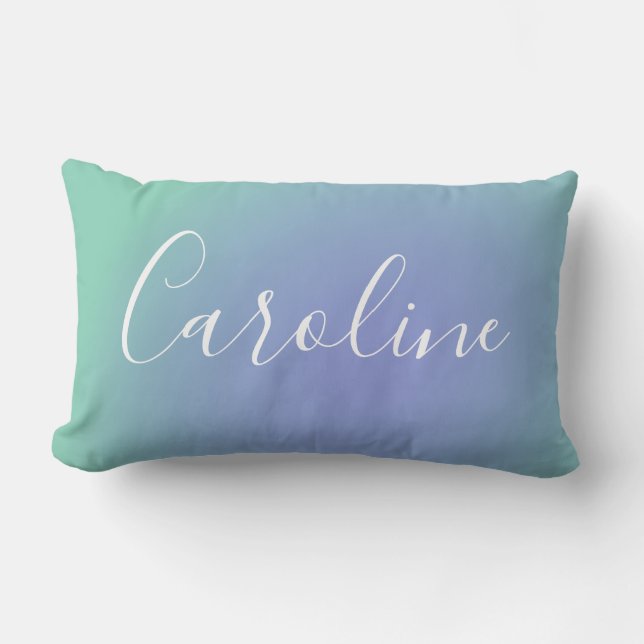 Coussin Rectangle Retro Green Gradient Personnalisé Nom de script Ch (Recto)