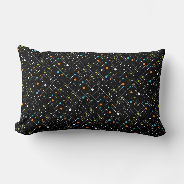 Coussin Rectangle Retro Hipster Espace Noir Age Lumbar atomique (Recto)