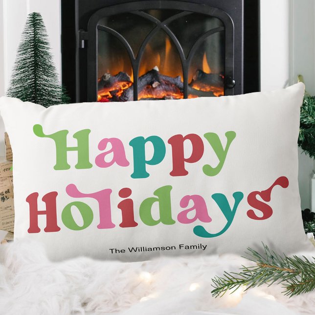Coussin Rectangle Retro Joyeuses Vacances Joyeuses Noël (Créateur téléchargé)