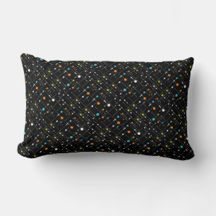 Coussin Rectangle Rétro Lumbar atomique d'âge d'espace de noir de