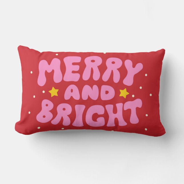 Coussin Rectangle Retro Merry et Bright Holiday Design (Recto)