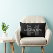 Coussin Rectangle Retro Moderne Nom/s Monogramme modifiable Noir et  (Chaise)